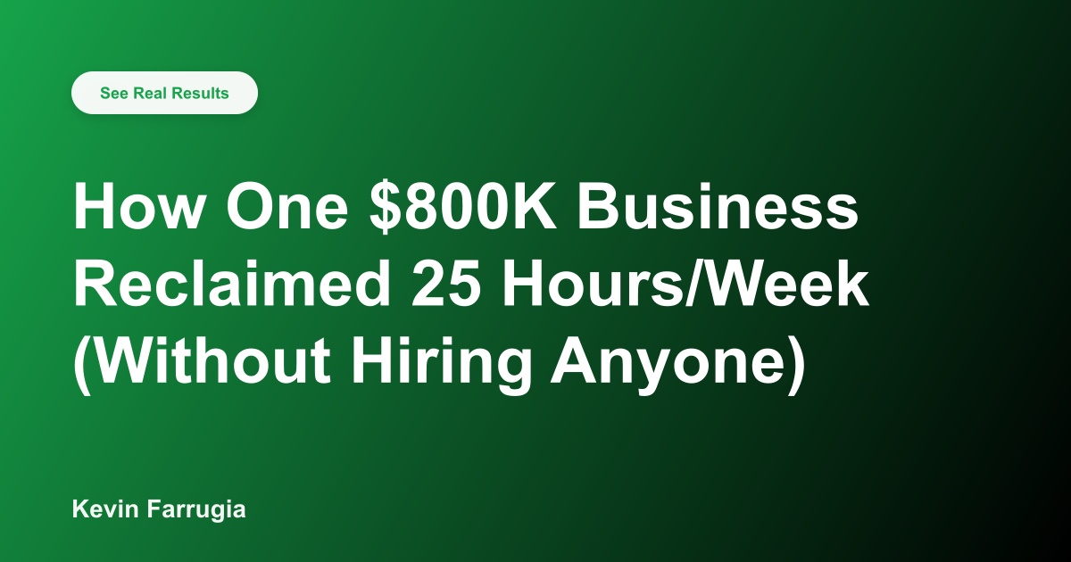 How One $800K Business Reclaimed 25 Hours/Week (Without Hiring Anyone)